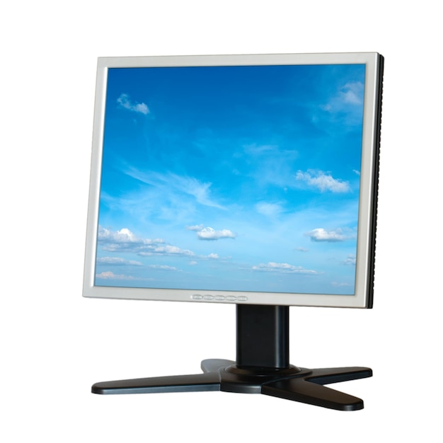 Monitor LCD komputera na białym tle