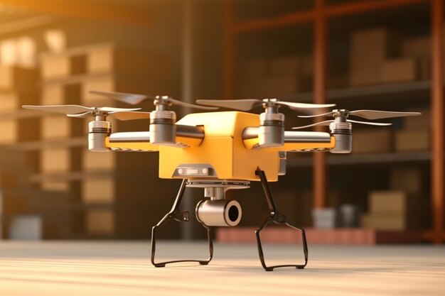 Zdjęcie monitorowanie paczek za pomocą dronów w magazynie