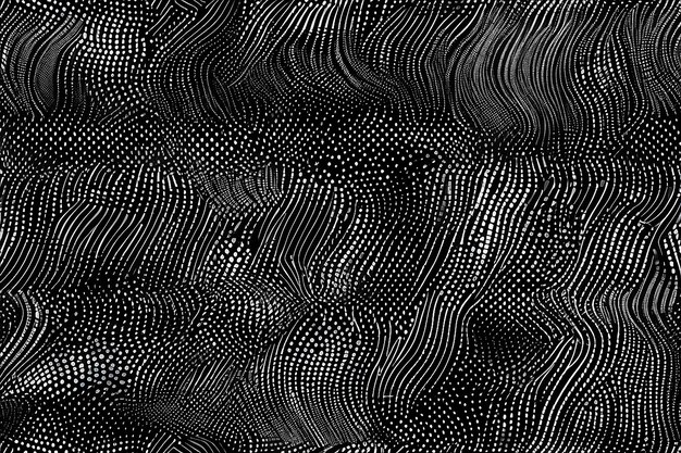 Zdjęcie monochromatyczne kropki półtonowe falisty wzór ilustracja tła