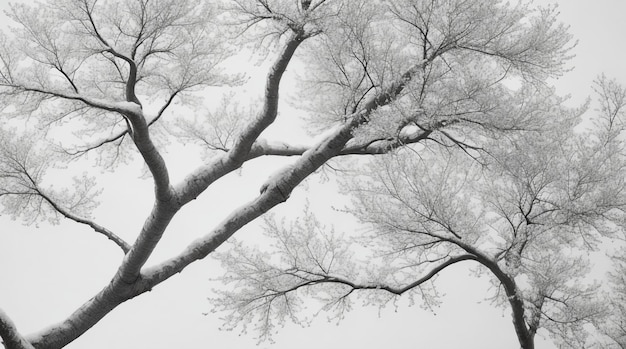 Monochromatyczne Serenity graficzne czarno-białe gałęzie drzewa na białym tle