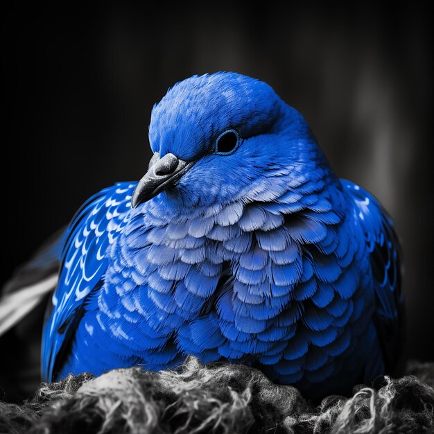 Monochromatyczne zdjęcie niebieskiej gołębi