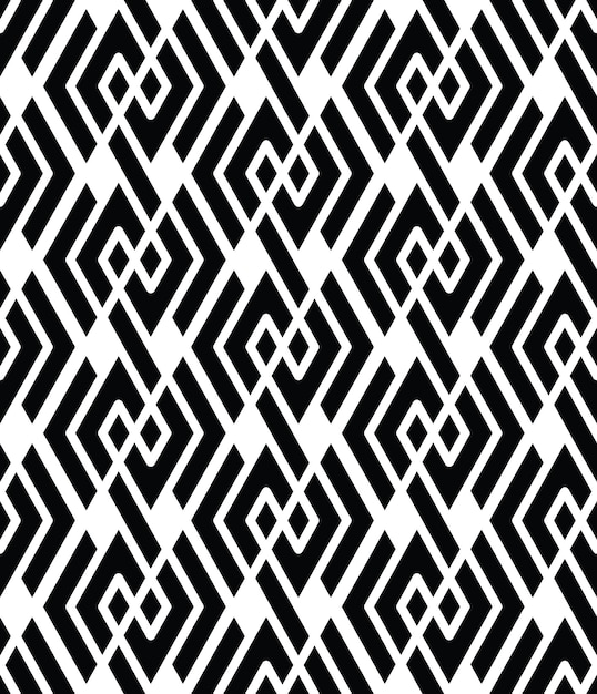 Monochromatyczny abstrakcyjny wzór wizualny z teksturą geometryczną bezszwowy wzór symetryczny czarno-biały tło tekstylne wektorowe