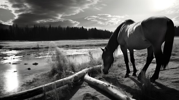 Zdjęcie monochromatyczny koń