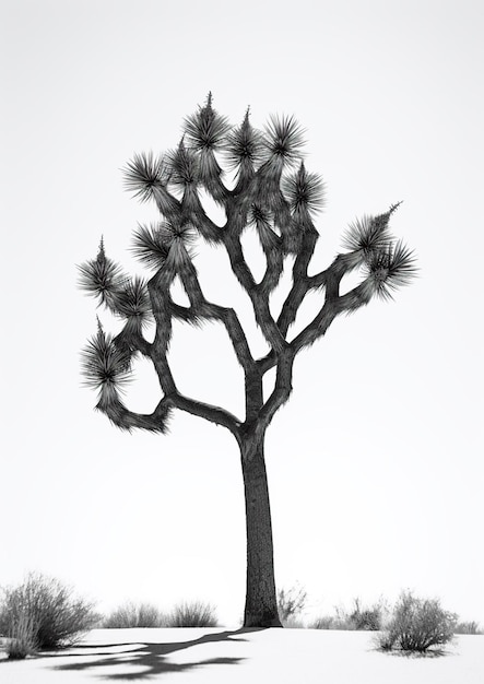 Monochromatyczny Piękno Czarno-biały Fotografia Joshua Tree Generatywna sztuczna inteligencja