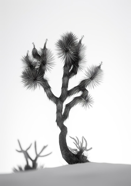 Monochromatyczny Piękno Czarno-biały Fotografia Joshua Tree Generatywna sztuczna inteligencja