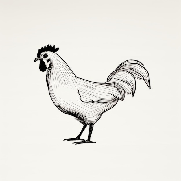 Monochromatyczny projekt graficzny Charakterystyczny rysunek kurczaka na jasnym tle