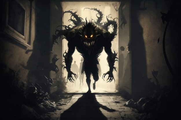 Monster is in the shadows Beautiful illustrationobraz generatywna ai