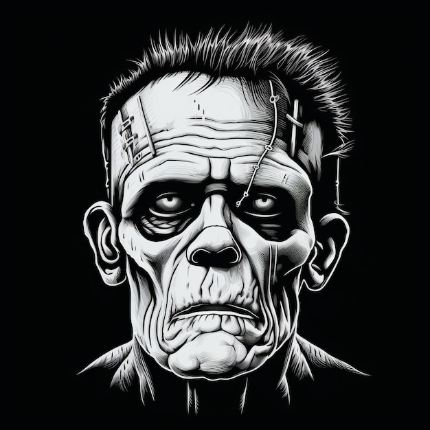 Monstruous Marvel HighResolution White Clip Art Frankensteina na czarnym tle