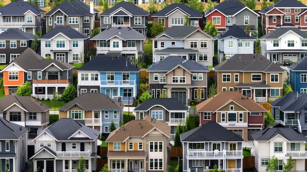 Montaj nieruchomości mieszkalnych o różnych cenach ilustrujący różnorodność