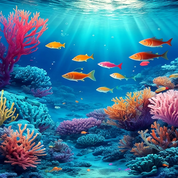 Morze podwodne kolorowe tło ai generowane