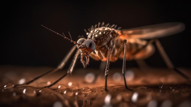 Mosquito siedzi na kawałku drewna