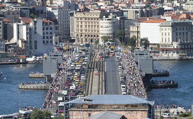 Most Galata i dzielnica Karakoy w Stambule
