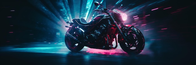 Motocykl Cyberpunk z miejsca na kopię Generative AI