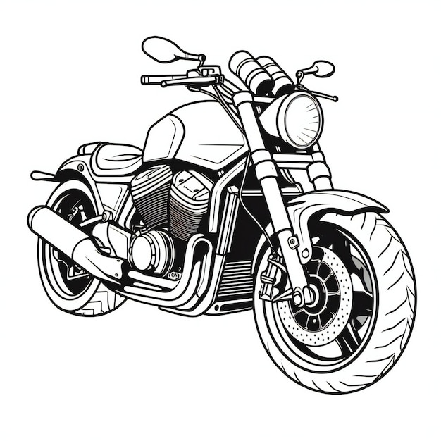 motocykl czarny obrys biała ilustracja