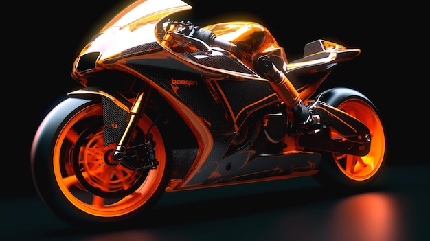motocykl jest w kolorze czarnym i pomarańczowym