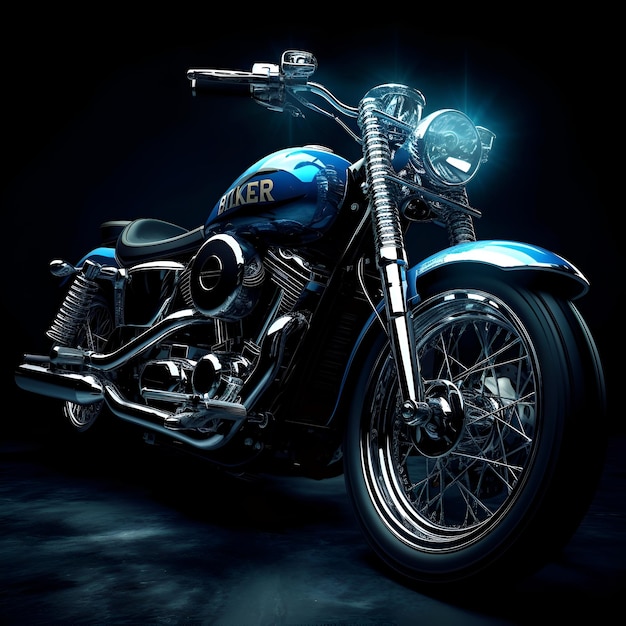 Motocykl na ciemnym tle Renderowania 3D Stonowanych