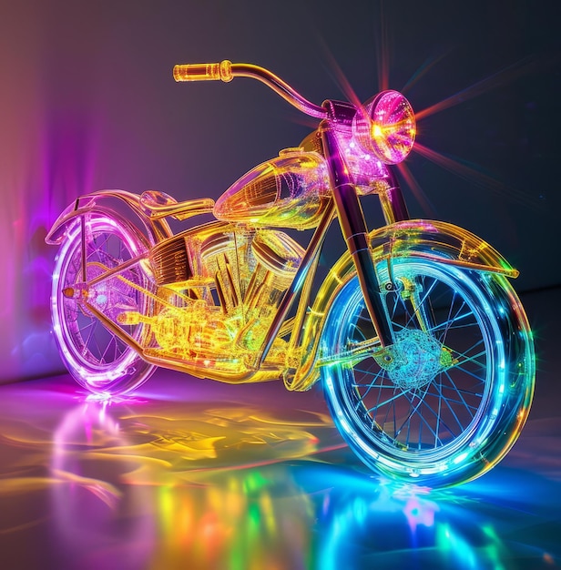 motocykl w neonowym świetle