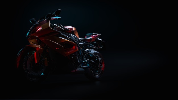 Motocykl w studio. renderowania 3D i ilustracji.