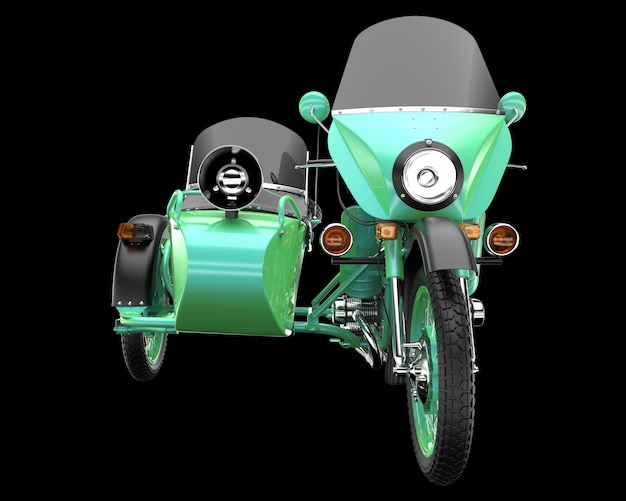Zdjęcie motocykl z wózkiem bocznym na białym tle na tle renderowania ilustracji 3d