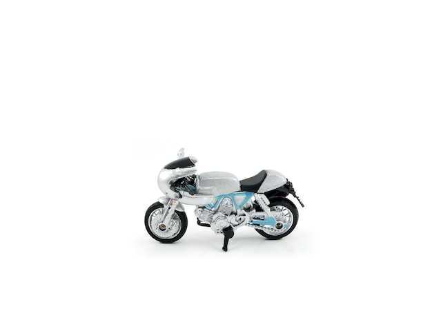 Motocykl zabawkarski szarość kolor na białym tle