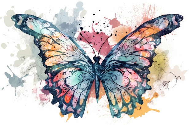 Motyl akwarela ręcznie rysowane styl malarstwa