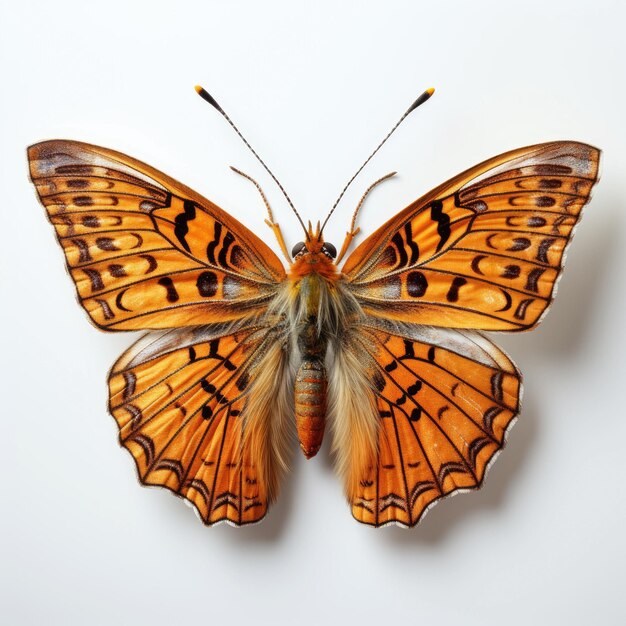 Motyl Argynnis paphia odizolowany na białym tle z góry