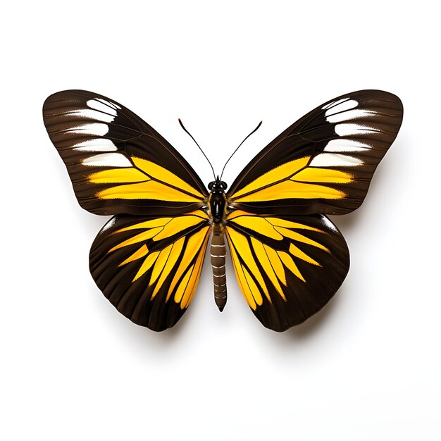 Motyl długoskrzydły zebry prezentujący swoją długą czerń na białym tle Piękna sesja zdjęciowa z góry