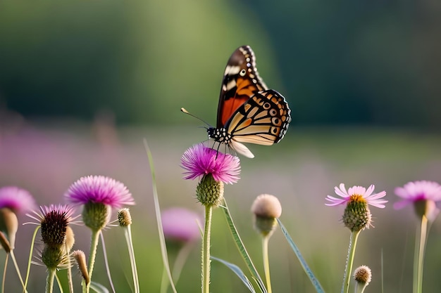 Motyl monarchy na kwiatku