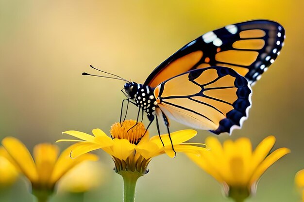 Motyl na kwiatku z napisem monarcha