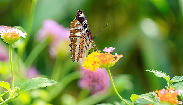 Motyl na kwiatku z napisem motyl