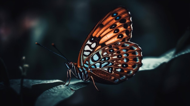 Motyl na liściu z napisem motyl