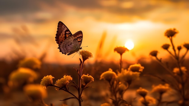 Motyl na zachodzie słońca