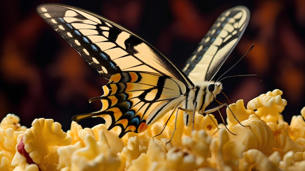 motyl siedzący na popcornie