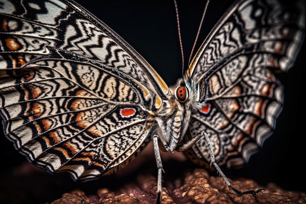 Motyl siedzący na szczycie stosu jedzenia Generative Ai
