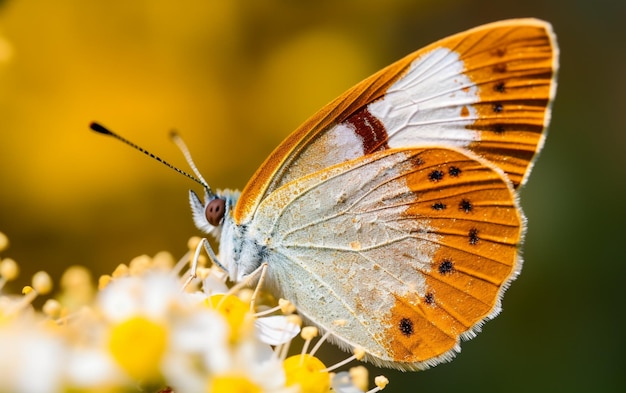 Motyl siedzi na kwiacie w naturze