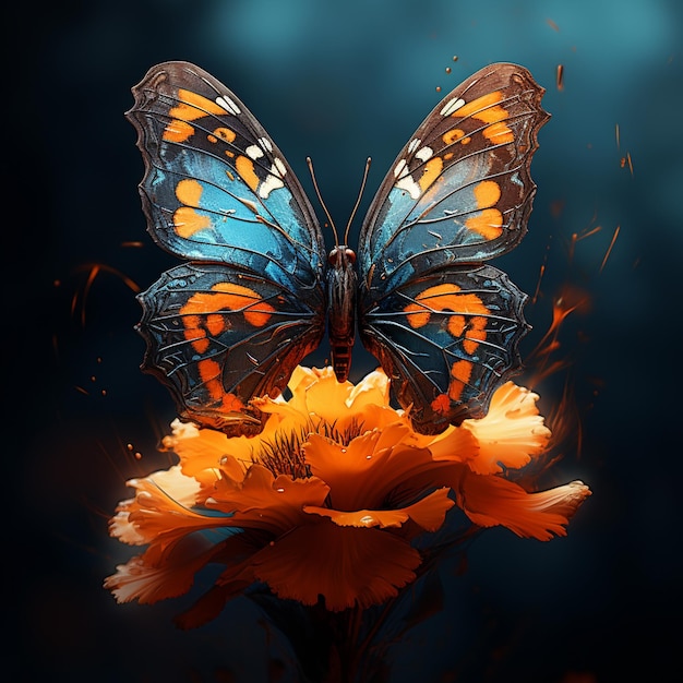 motyl siedzi na kwiatach w lesie.