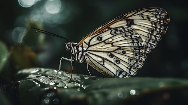 Motyl siedzi na liściu z napisem motyl.