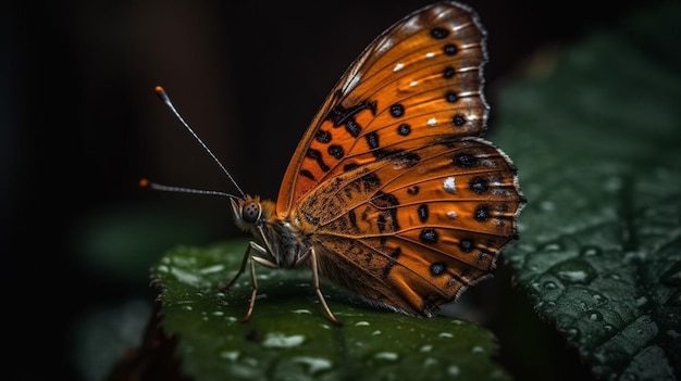 Motyl siedzi na liściu z napisem motyl.