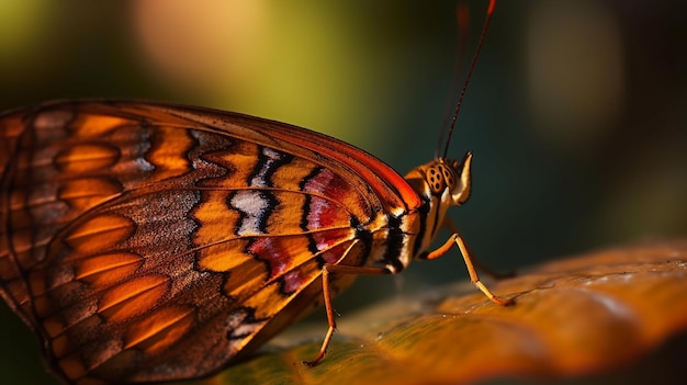 Motyl siedzi na liściu z napisem motyl.