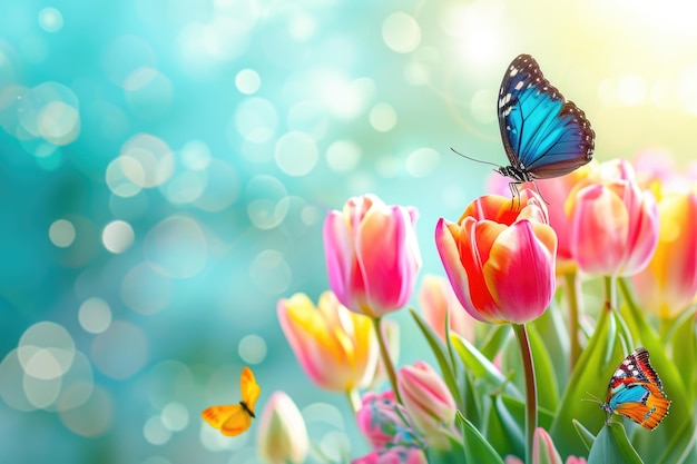 Zdjęcie motyl spoczywa na różowym kwiatku w ogrodzie.