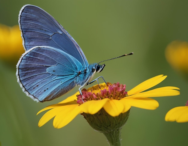 Motyl swallowtail na kwiat i wodę