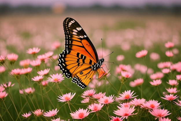 Motyl w polu kwiatów