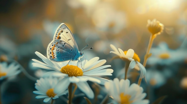 Motyl wącha kwiat.