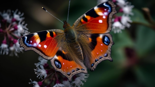 Motyl z czerwono-czarnym motylem na skrzydłach