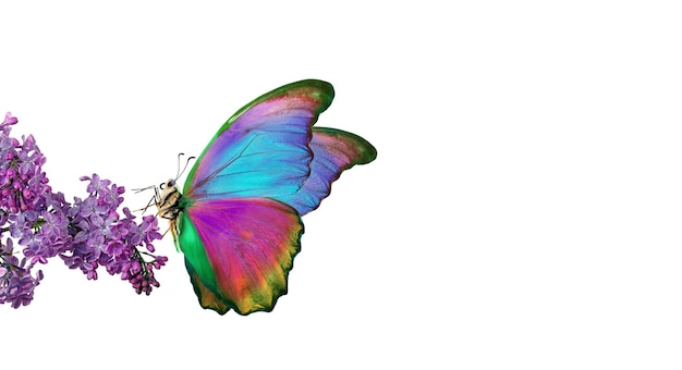 Motyl z kolorowymi skrzydłami jest pokazany na białym tle.