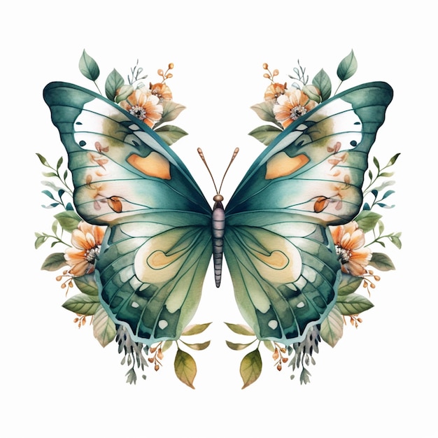 Motyl z kwiatami na skrzydłach
