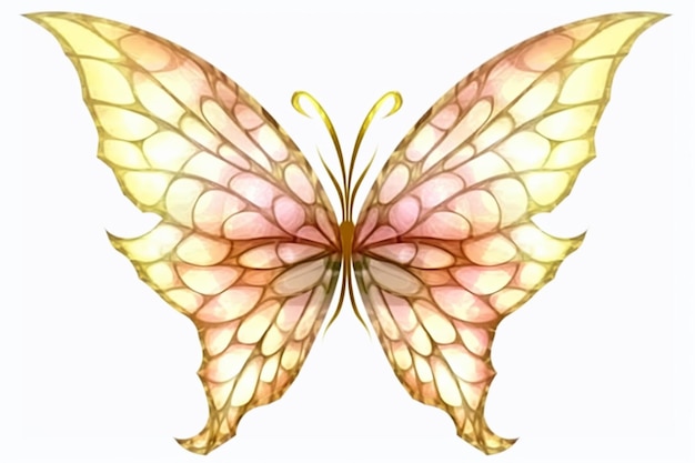 Motyl ze skrzydłami, które są złote i różowe.