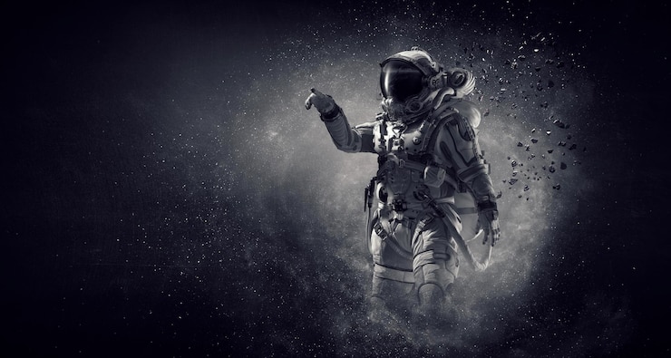 Zdjęcie motyw astronauty i eksploracji kosmosu. różne środki przekazu