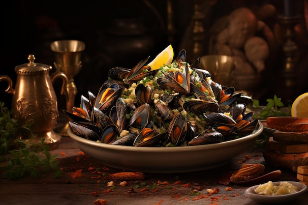 Moules Frites Fotografia żywności