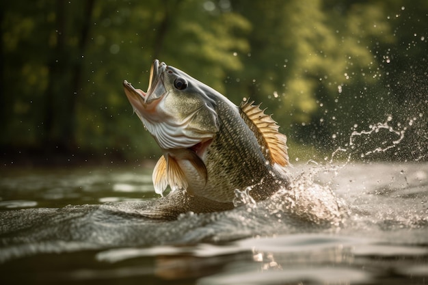 Zdjęcie mouthbass ryba lato jezioro natura generate ai